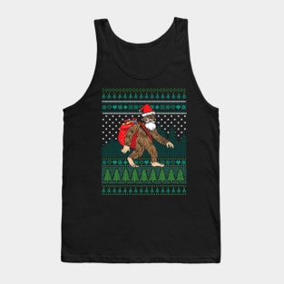 Bigfoot Sasquatch Santa Ugly Christmas Tank Top